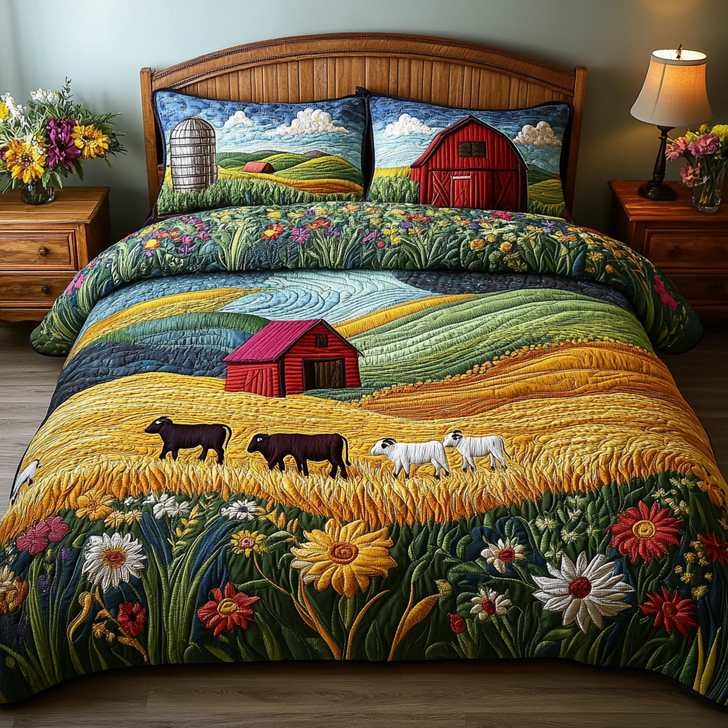 Country View 3-Piece Quilted Bedding Set NCU0DK6680