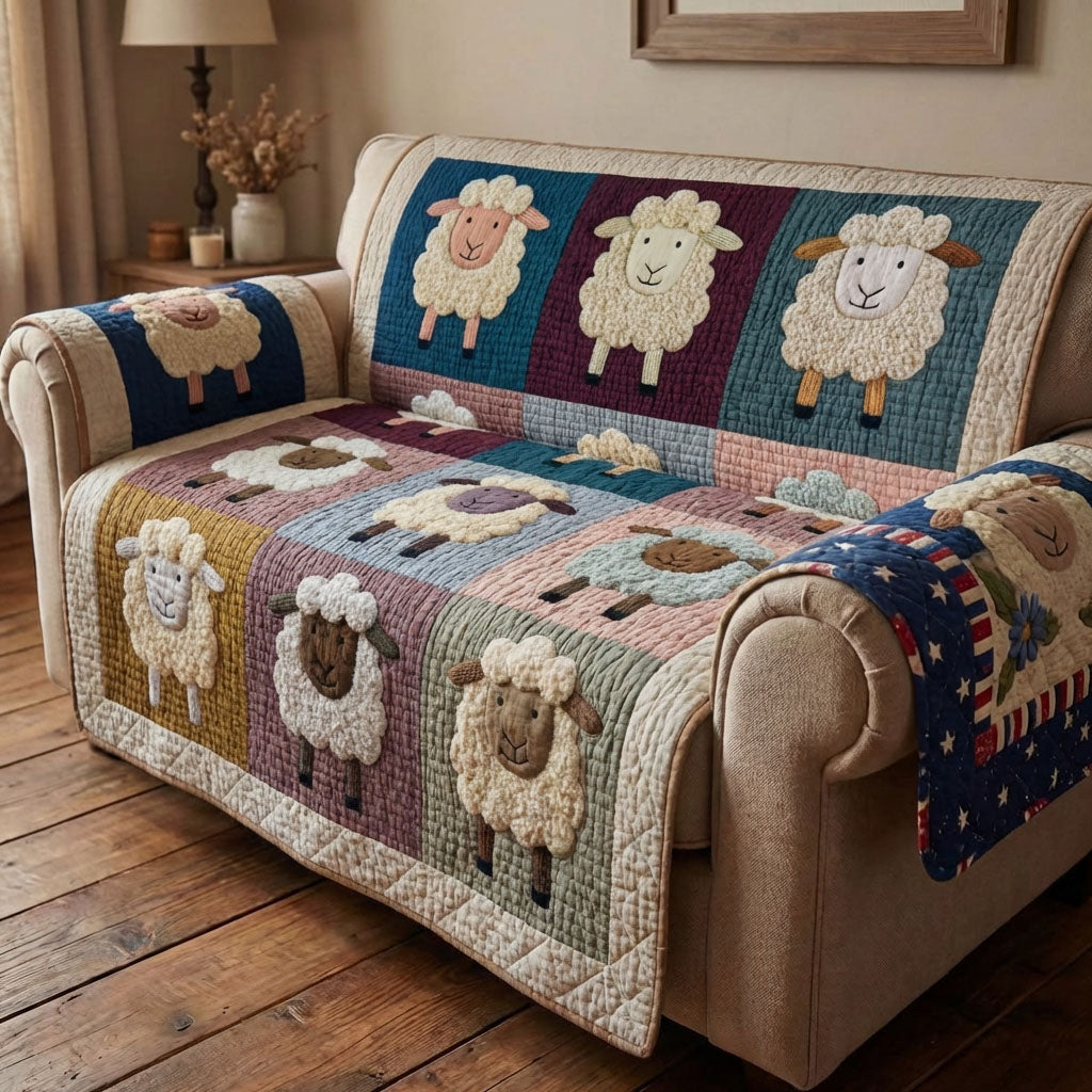 Country Wool Quilted Sofa Cover NCU0DK12099