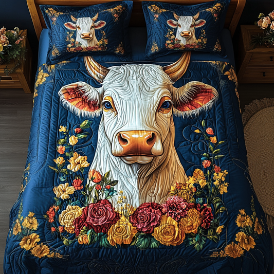 Countryside Cow Dreams 3-Piece Quilted Bedding Set NCU0TL2376