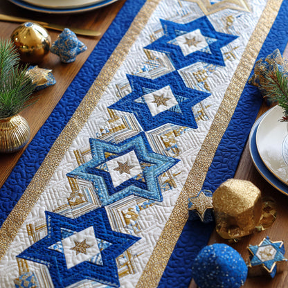 Star Of David Quilted Table Runner NCU0VT367