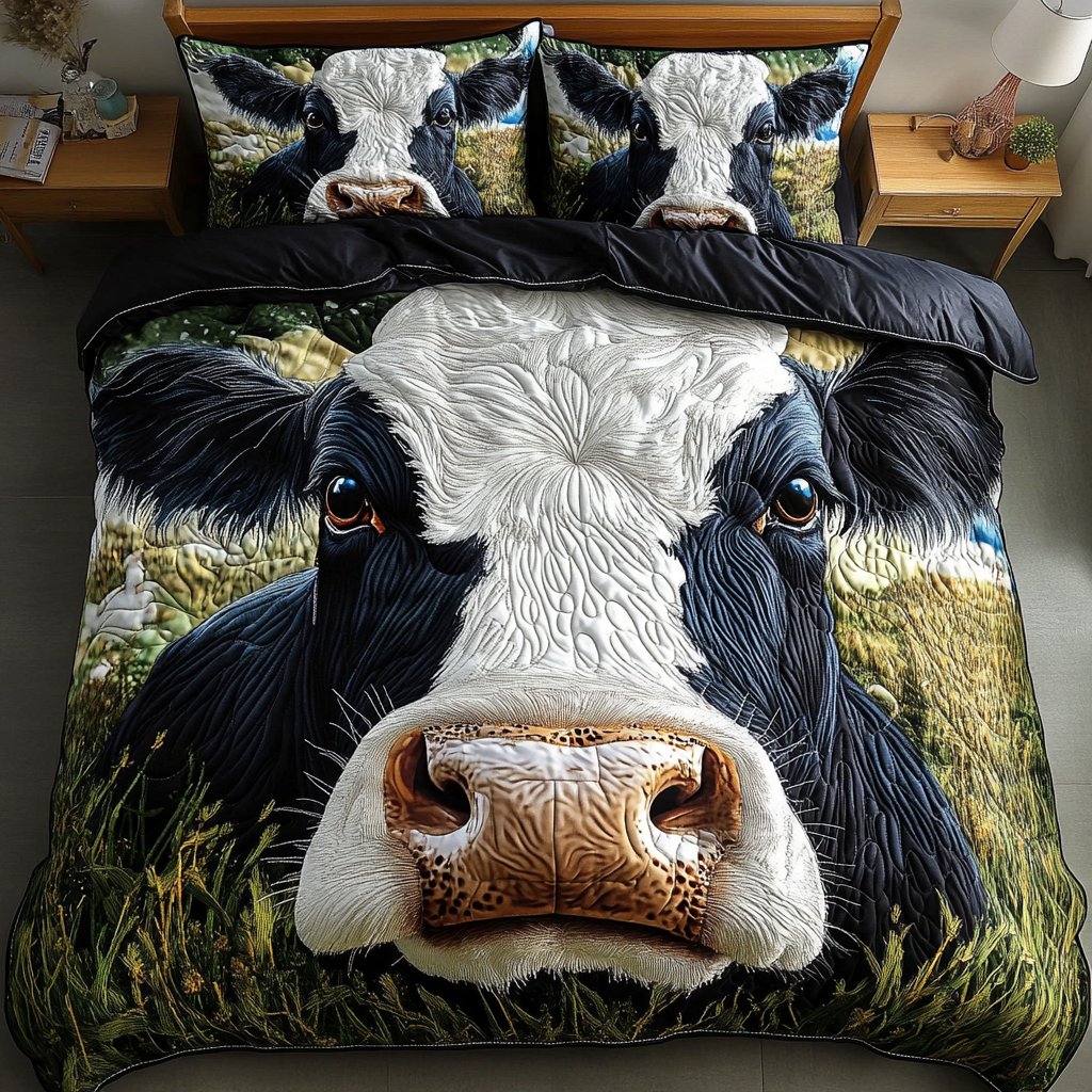 Cow Comfort 3-Piece Quilted Bedding Set NCU0DK6315