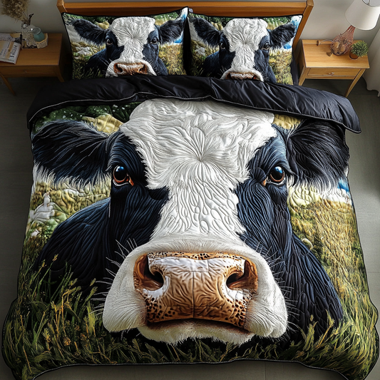 Cow Comfort 3-Piece Quilted Bedding Set NCU0DK6315