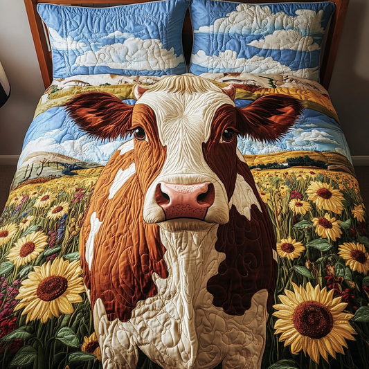 Cow Comfort 3-Piece Quilted Bedding Set NCU0VH5099