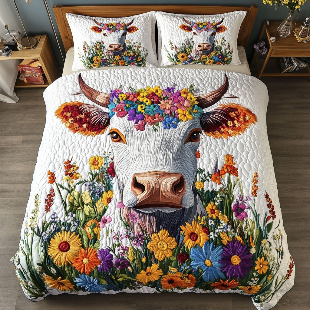 Cow Enchantment 3-Piece Quilted Bedding Set NCU0PT5719