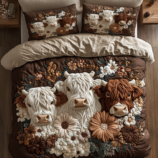 Cow Whimsy 3-Piece Quilted Bedding Set NCU0VH4328