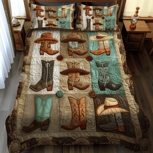 Cowboy Boot Chronicles 3-Piece Quilted Bedding Set NCU0DV5031