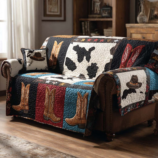 Cowboy Boot Parade Quilted Sofa Cover NCU0XD2123