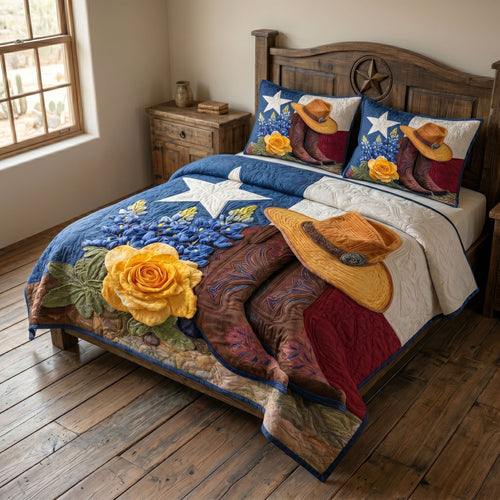 Cowboy Boots 3-Piece Quilted Bedding Set NCU0NT12752