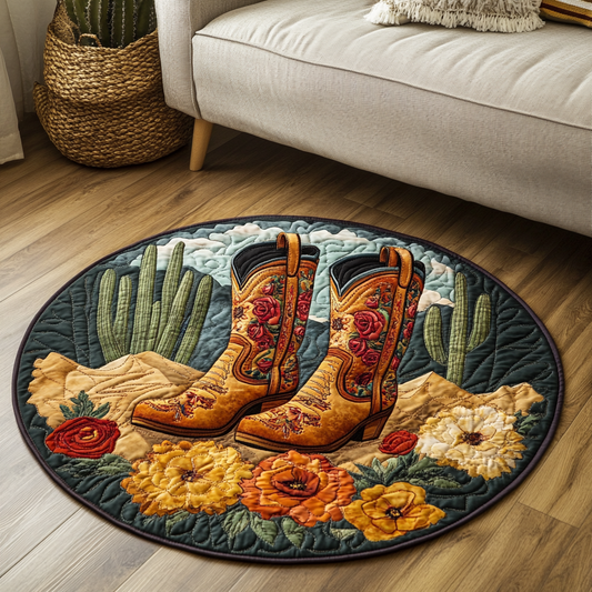 Cowboy Boots Quilted Round Mat NCU0VH3248