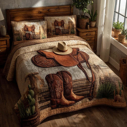 Cowboy Boots Ranch 3-Piece Quilted Bedding Set NCU0QD015