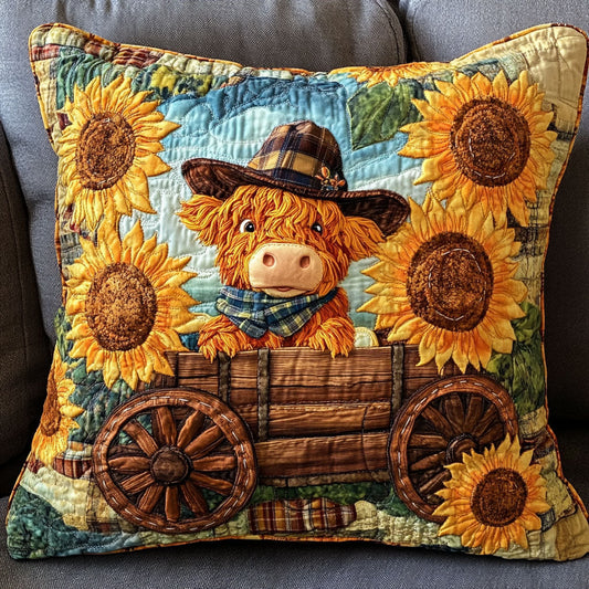 Cowboy Cart Cow Quilted Pillow Case NCU0NT5738