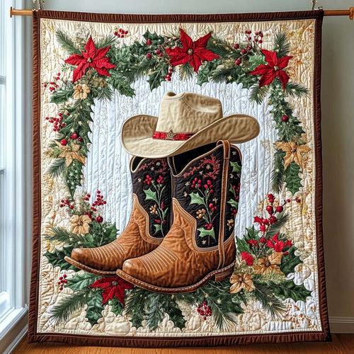 Cowboy Christmas Quilted Blanket NCU0NT2189