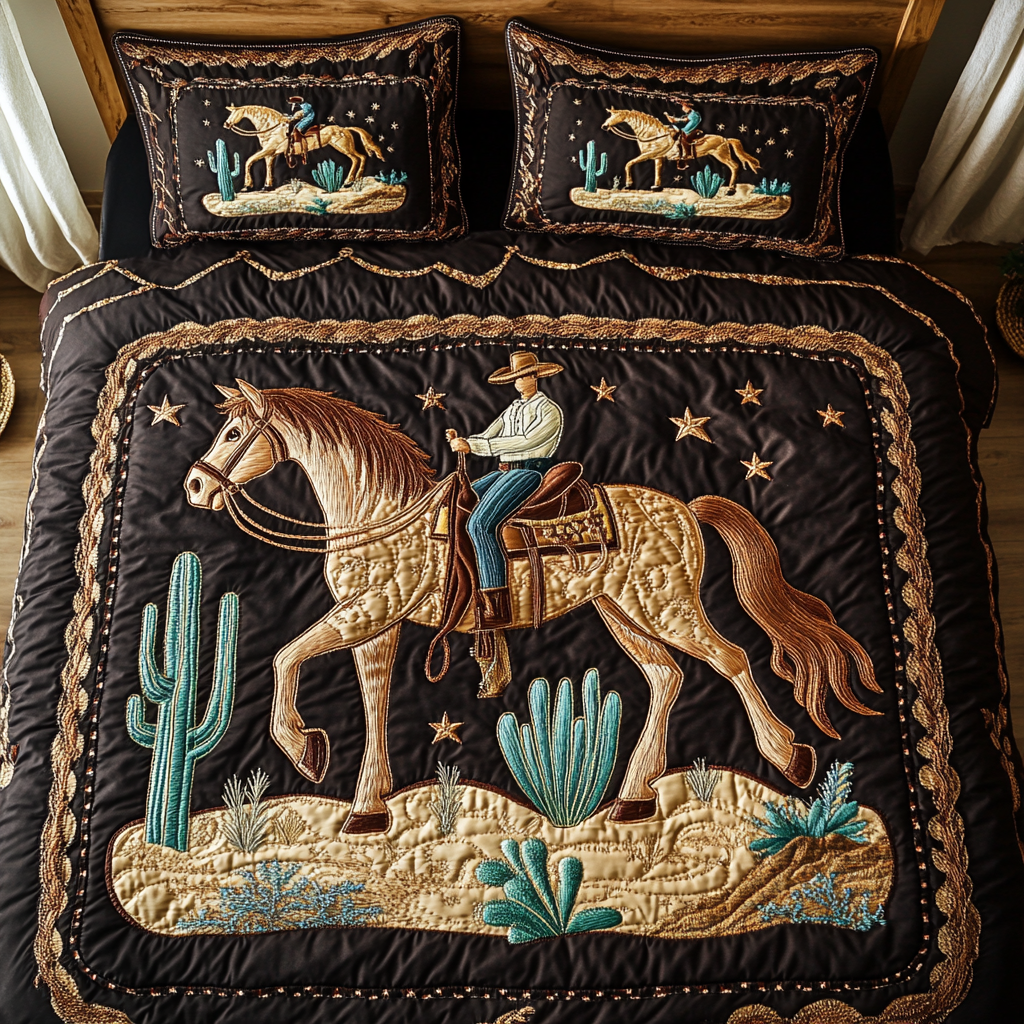 Cowboy Comfort 3-Piece Quilted Bedding Set NCU0VH3161