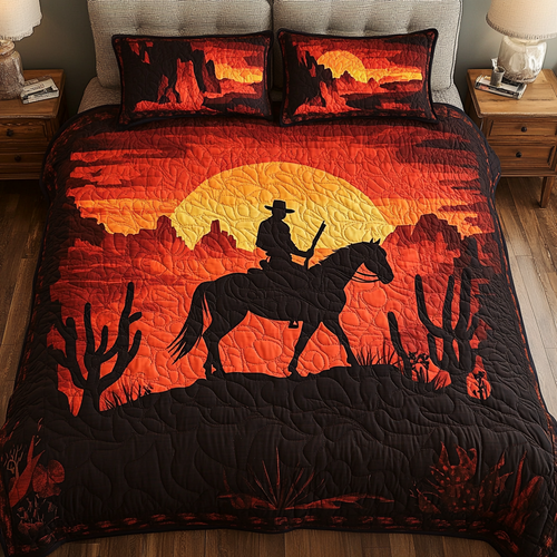 Cowboy Horizon 3-Piece Quilted Bedding Set NCU0VH585