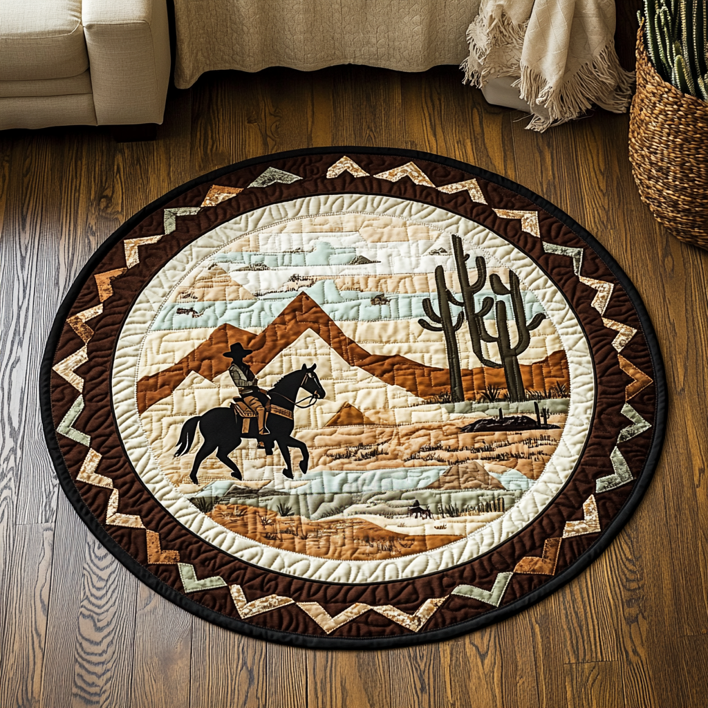 Cowboy Horizon Quilted Round Mat NCU0VH2257