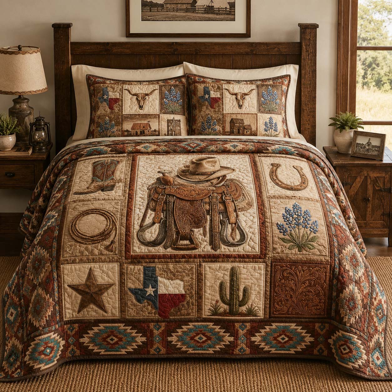 Cowboy Legacy 3-Piece Quilted Bedding Set NCU0QD035