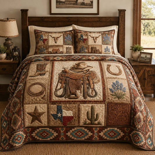 Cowboy Legacy 3-Piece Quilted Bedding Set NCU0QD035