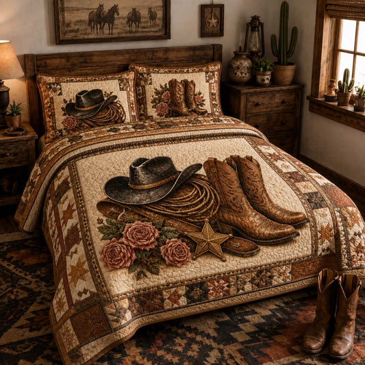 Cowboy Legacy 3-Piece Quilted Bedding Set NCU0QD043
