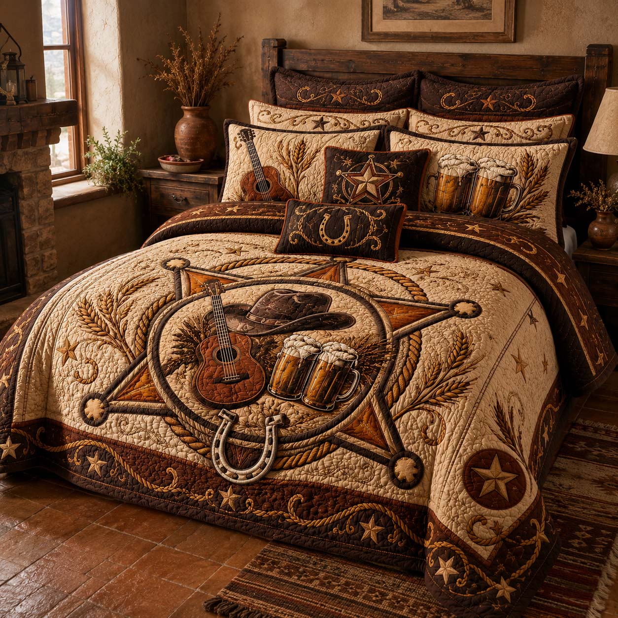 Cowboy Melody 3-Piece Quilted Bedding Set NCU0QD049