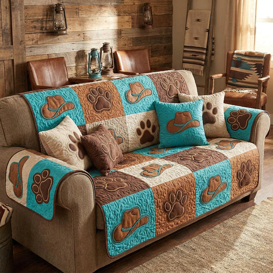 Cowboy Pawprint Quilted Sofa Cover NCU0TV1967