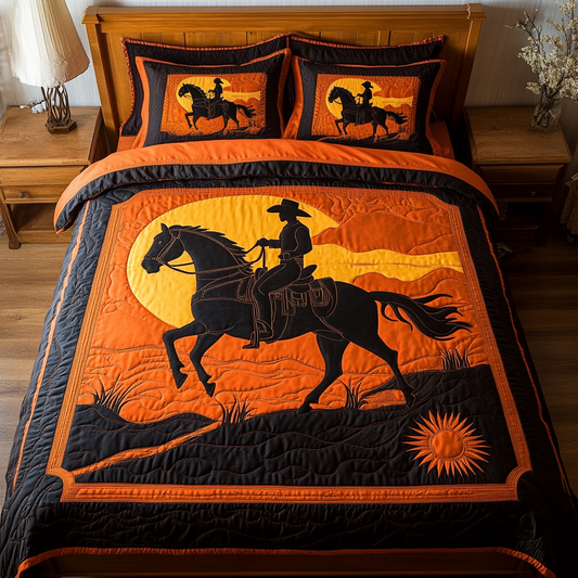 Cowboy Sunset 3-Piece Quilted Bedding Set NCU0DK5133