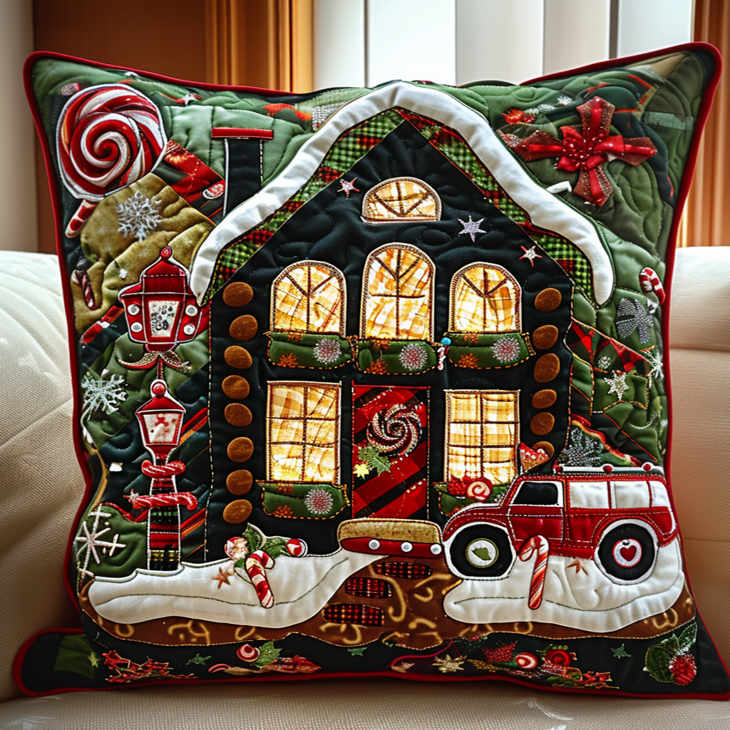 Cozy Cabin Scene Quilted Pillow Case NCU0NT101