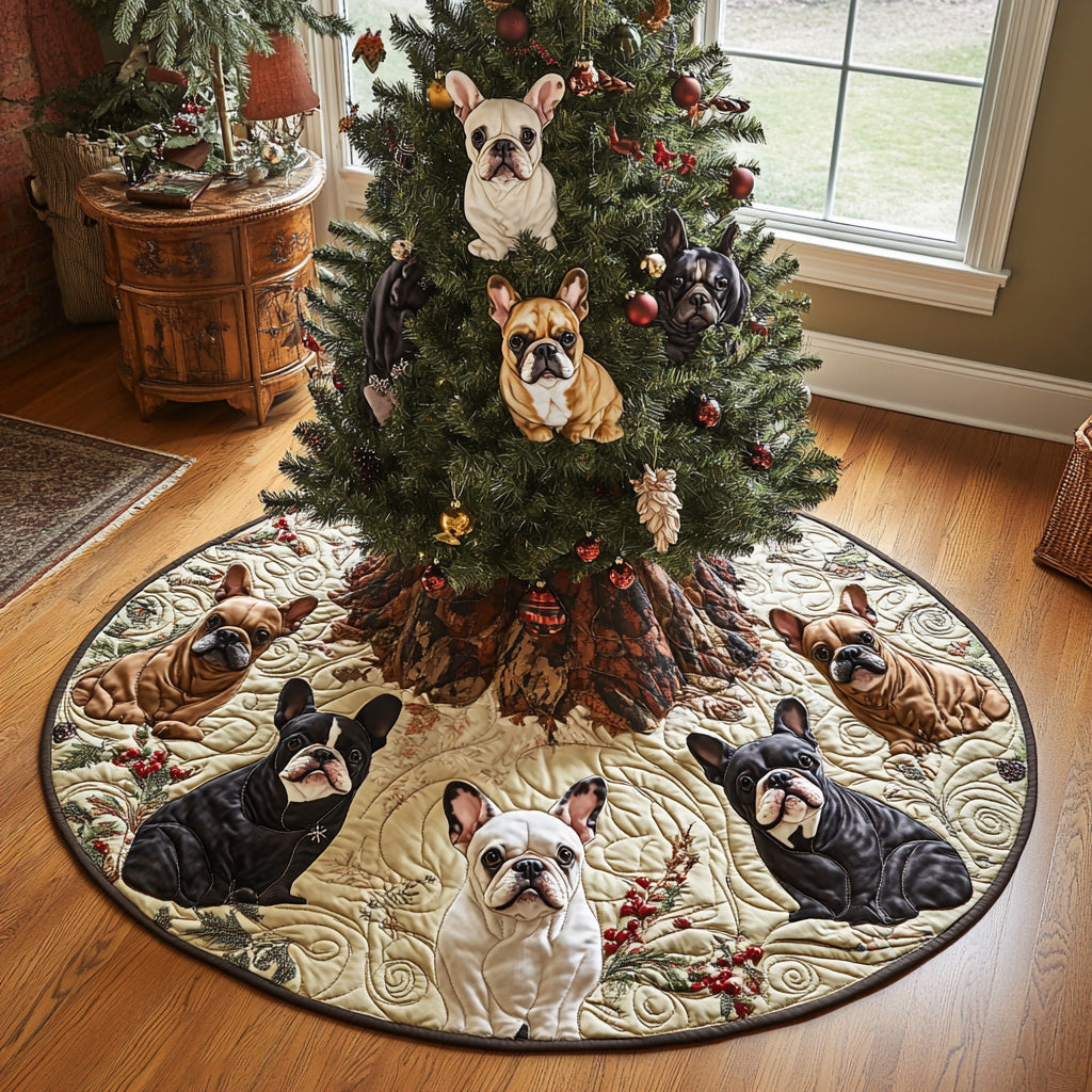 French Bulldog Quilted Christmas Tree Skirt NCU0VT274