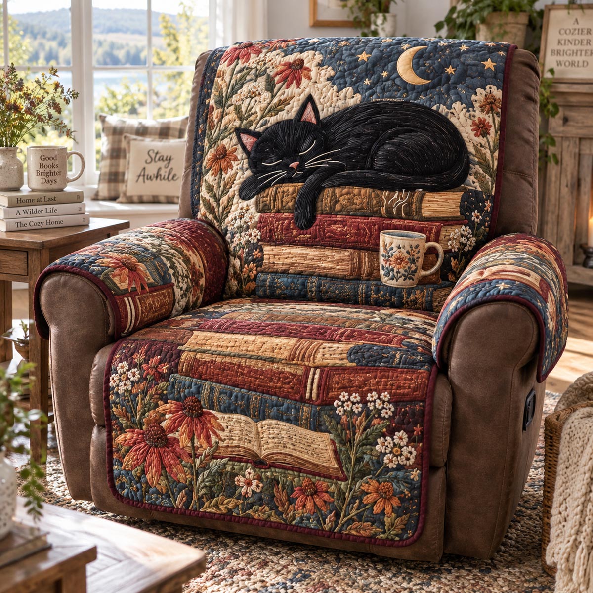 Black Cat Quilted Sofa Cover VT0DV001