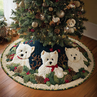 Cozy Westie Cabin Quilted Christmas Tree Skirt NCU0DV8104