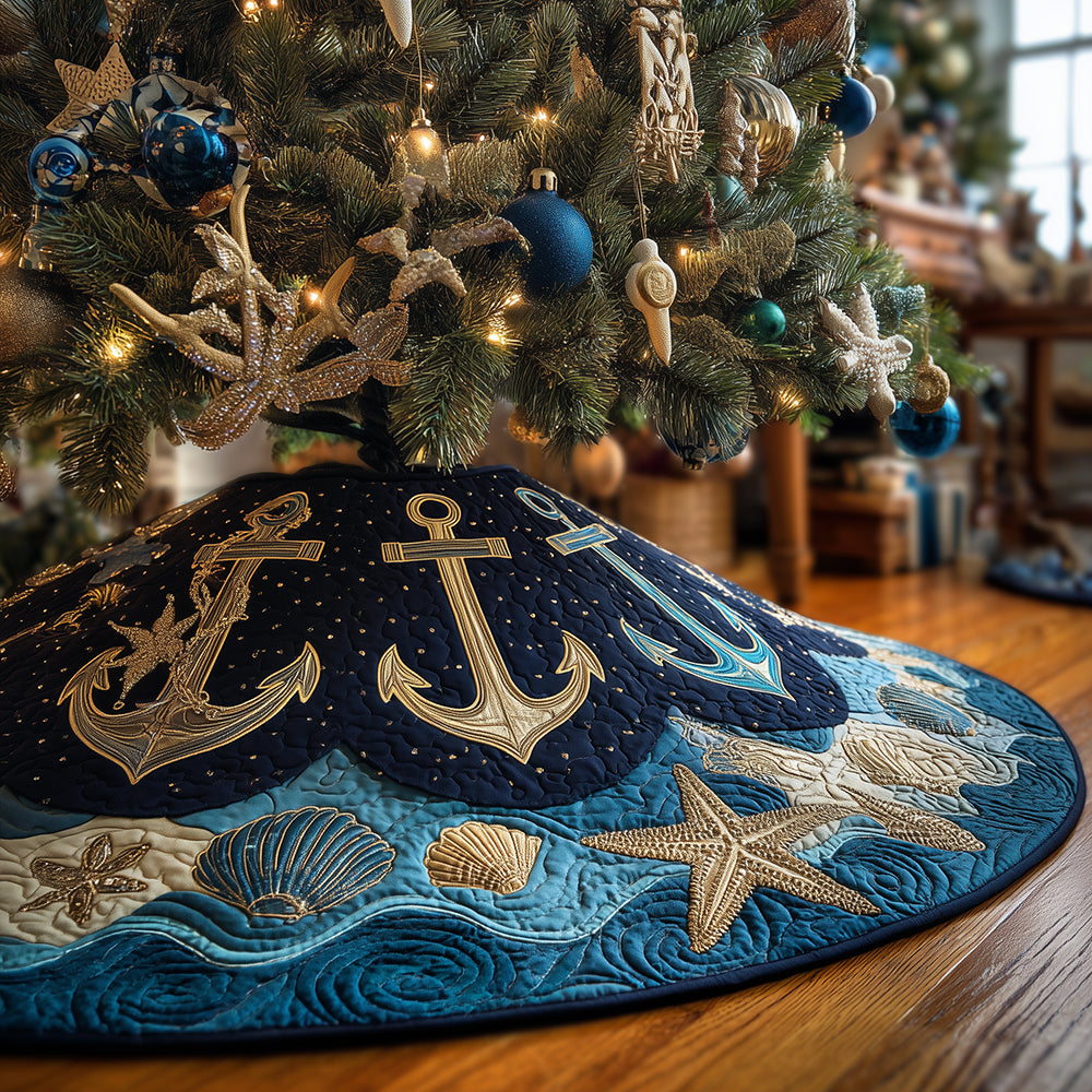 Cozy Anchor Lane Christmas Quilted Tree Skirt NCU0TH3676