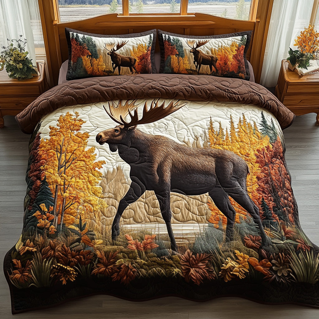 Cozy Antlers 3-Piece Quilted Bedding Set NCU0DV7076