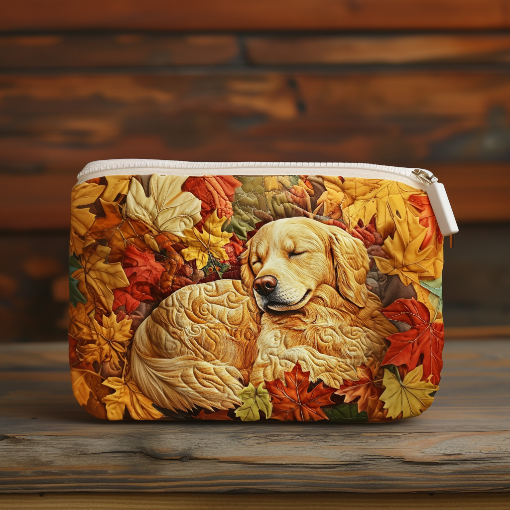 Cozy Autumn Pup Quilted Zipper Pouch NCU0NT9307