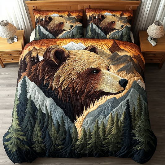 Cozy Bear 3-Piece Quilted Bedding Set NCU0VL2333
