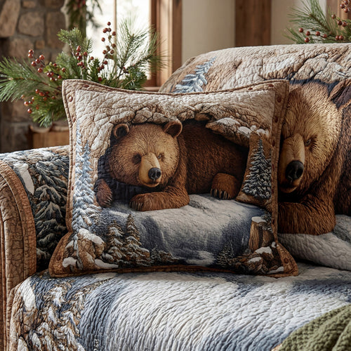 Cozy Bear Lodge Quilted Pillow Case NCU0PT9782