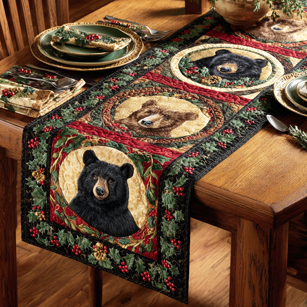 Cozy Bearland Quilted Table Runner NCU0TD1947