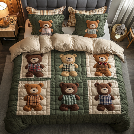 Cozy Bears 3-Piece Quilted Bedding Set NCU0VH3368