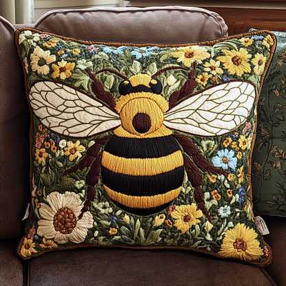 Cozy Bee Buzz Quilted Pillow Case NCU0VH5535