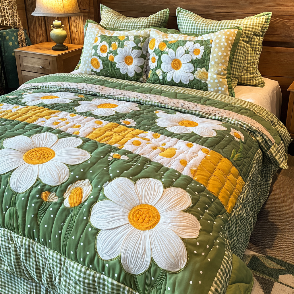 Cozy Bloom 3-Piece Quilted Bedding Set NCU0VH3677