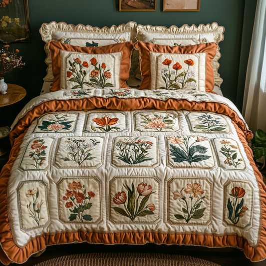 Cozy Blossoms 3-Piece Quilted Bedding Set NCU0VH5295