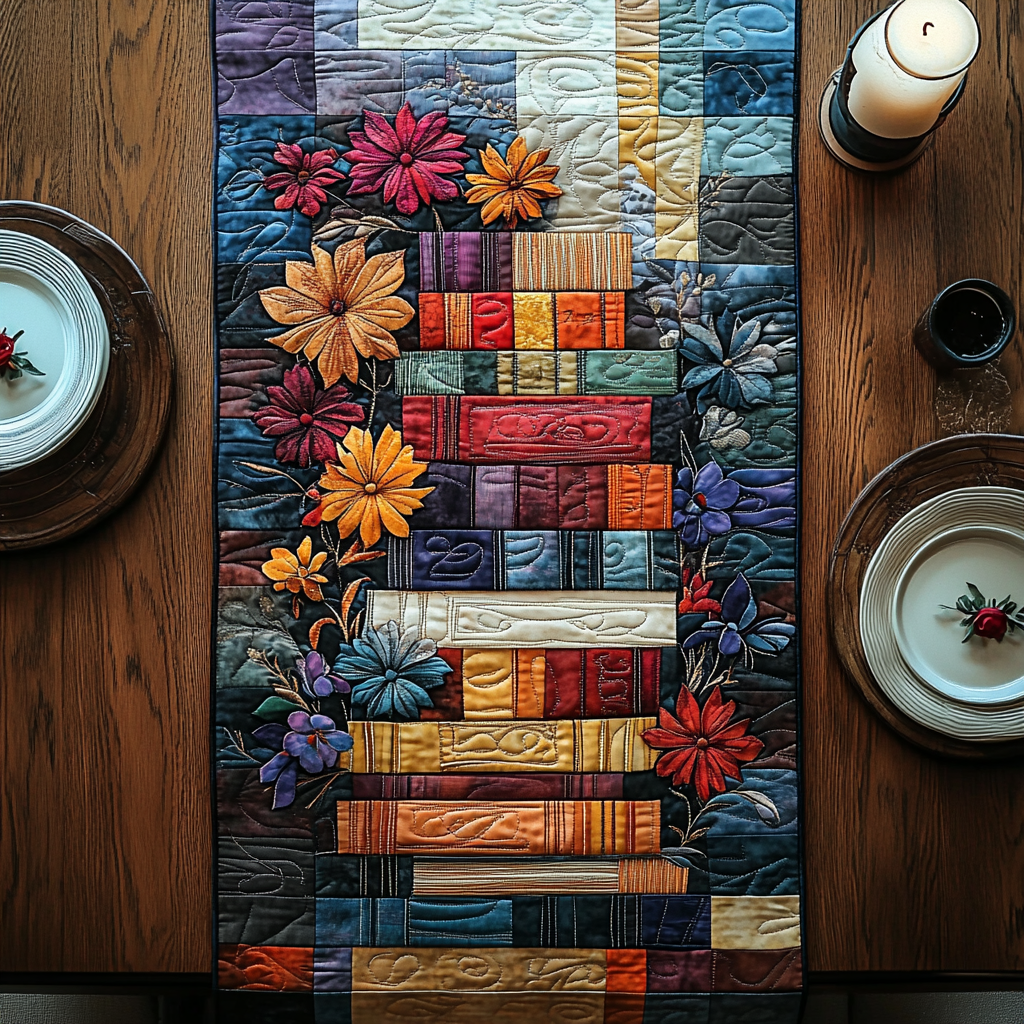 Cozy Book Haven Quilted Table Runner NCU0DV3681