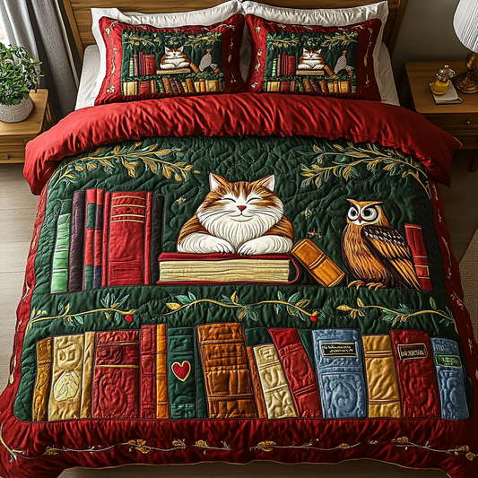 Cozy Book Nook 3-Piece Quilted Bedding Set NCU0DK2434