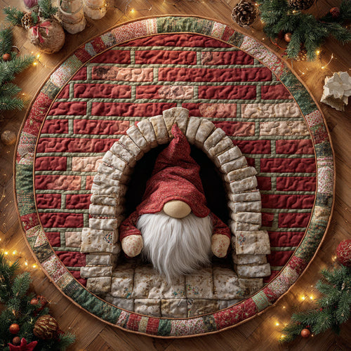 Cozy Brick Gnome Quilted Round Mat NCU0TV1044