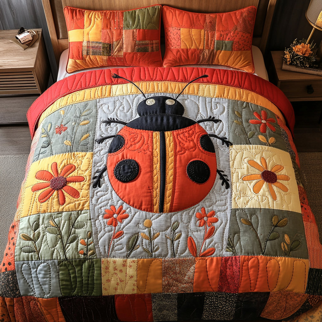 Cozy Bug 3-Piece Quilted Bedding Set NCU0VH3141