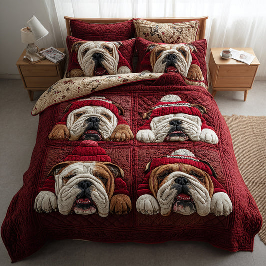 Cozy Bulldog Bunch 3-Piece Quilted Bedding Set NCU0HH372