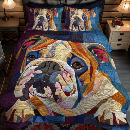 Cozy Bulldog 3-Piece Quilted Bedding Set NCU0DV1677