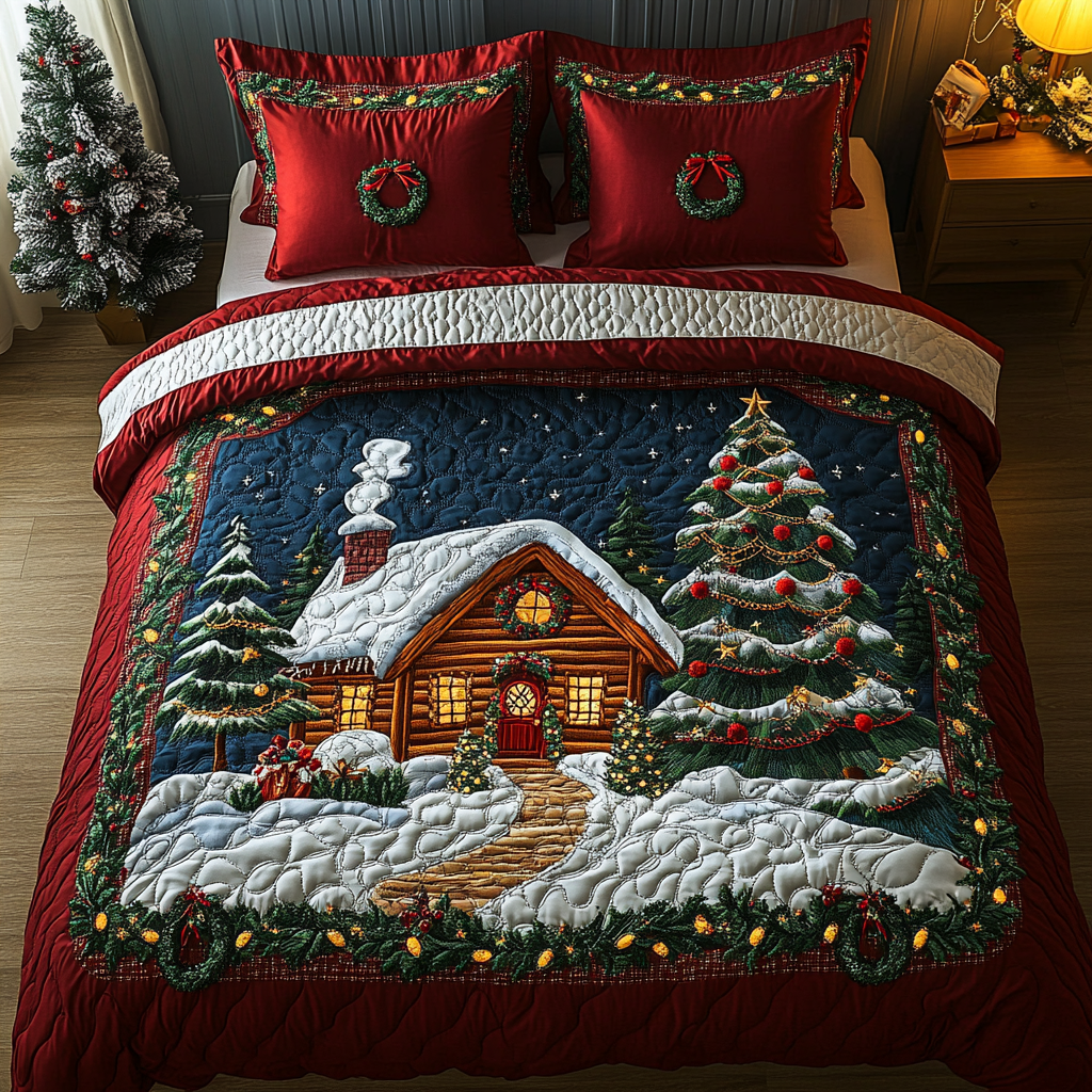 Cozy Cabin 3-Piece Quilted Bedding Set NCU0DK9991