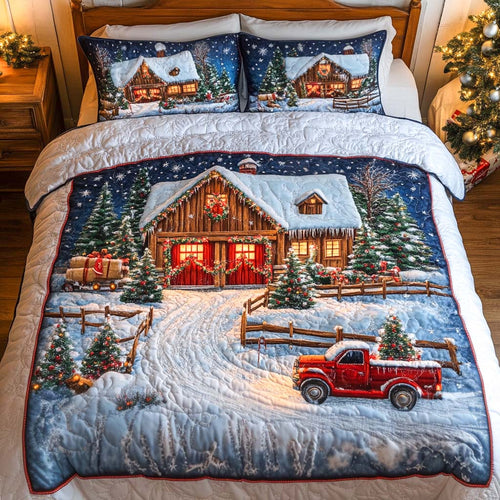 Cozy Cabin Wonderland 3-Piece Quilted Bedding Set NCU0NT1912