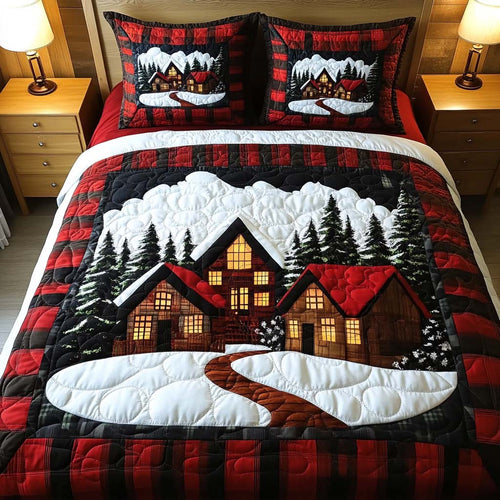 Cozy Cabins 3-Piece Quilted Bedding Set NCU0NT9902