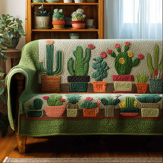Cozy Cactus Vibe Quilted Sofa Cover NCU0TH3641
