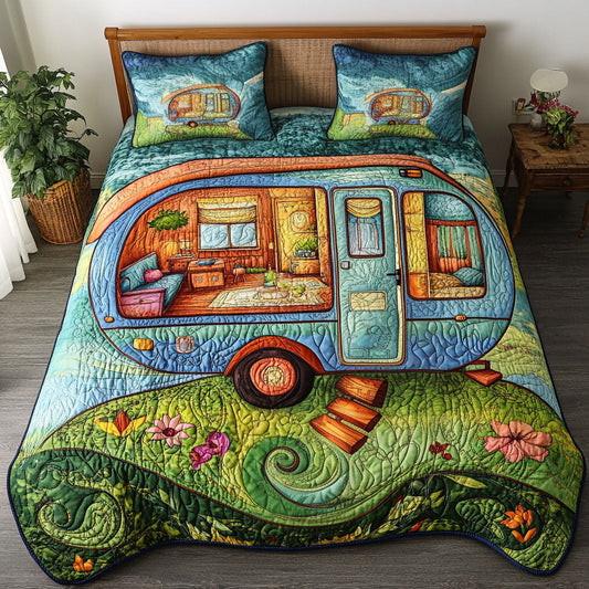 Cozy Camper 3-Piece Quilted Bedding Set NCU0NT5675